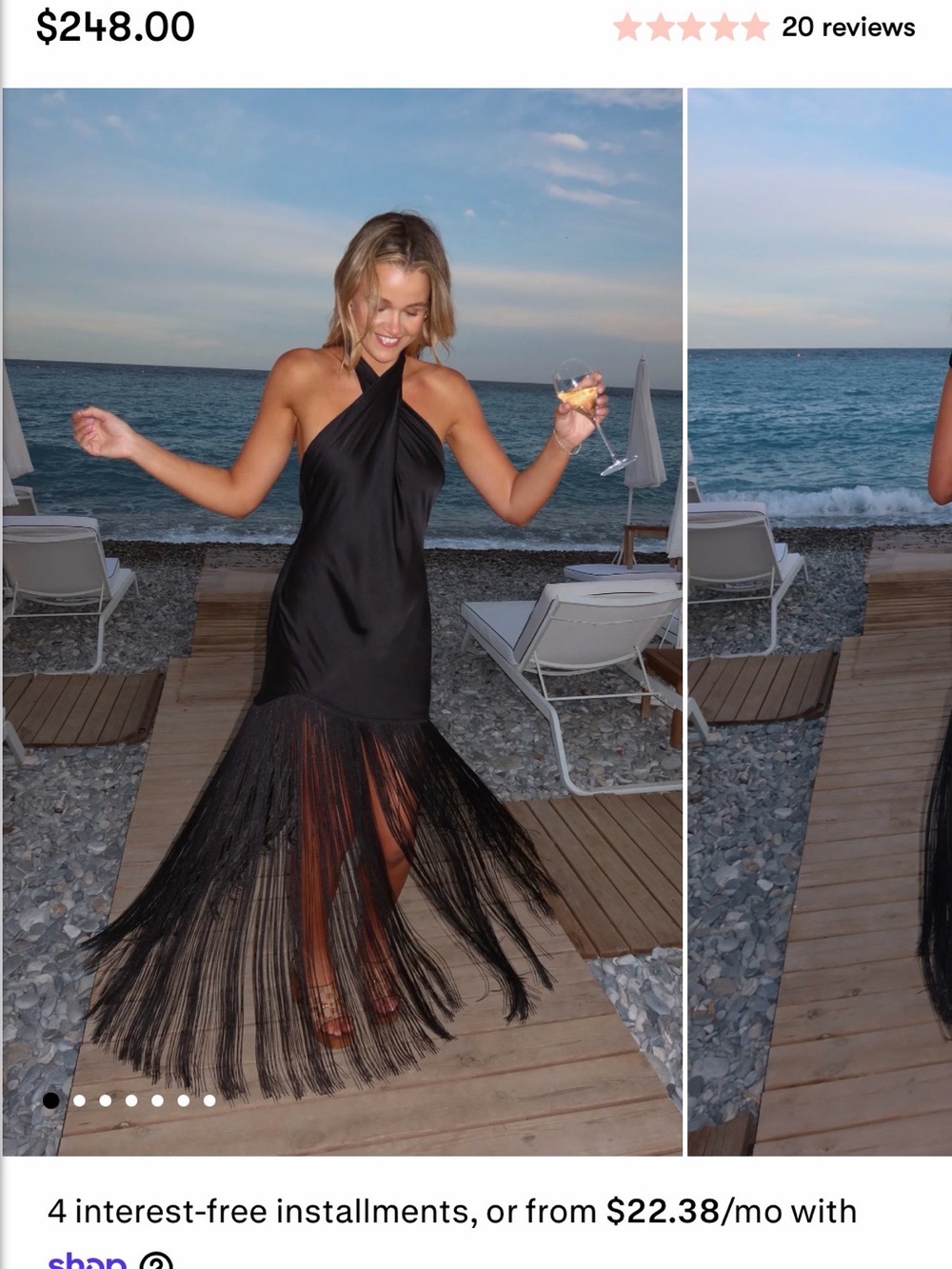 Show Me Your Mumu Jasmine Fringe Maxi Dress Black Luxe Satin Size S